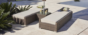 78" X 29" X 28" Brown 3Piece Outdoor Armless Chaise Lounge Set with  Cushions