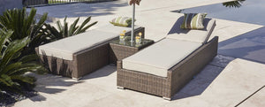 78" X 29" X 28" Brown 3Piece Outdoor Armless Chaise Lounge Set with  Cushions