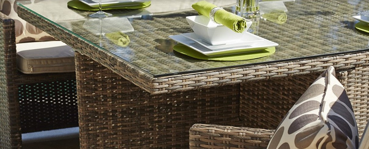 101" X 49" X 45" Brown 9Piece Square Outdoor Dining Set with Beige Cushions