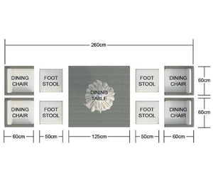 101" X 49" X 45" Brown 9Piece Square Outdoor Dining Set with Beige Cushions