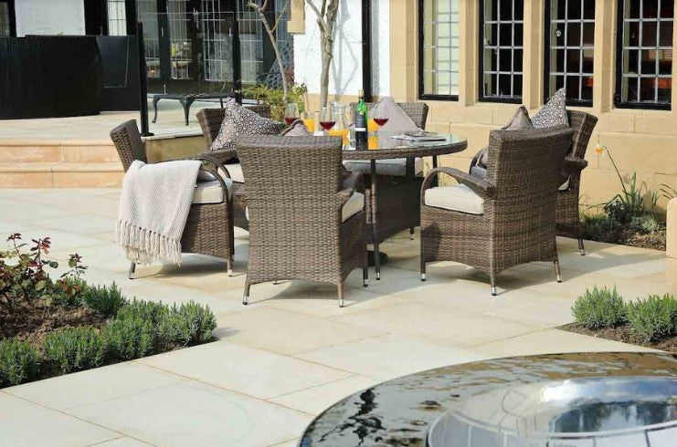 211" X 55" X 32" Brown 7Piece Outdoor Dining Set with Washed Cushion