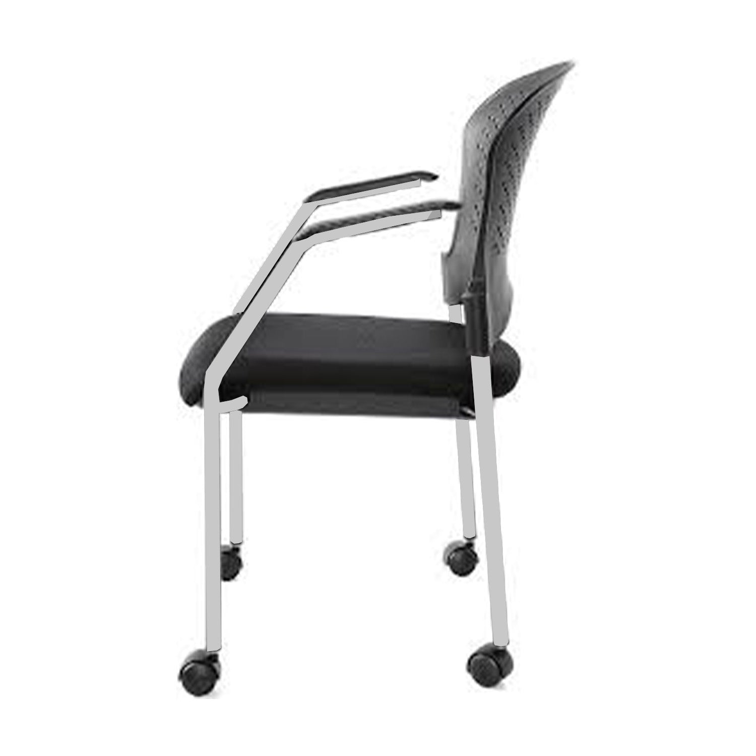 25" x 21" x 33.75" Grey Frame Plastic  Fabric Guest Chair