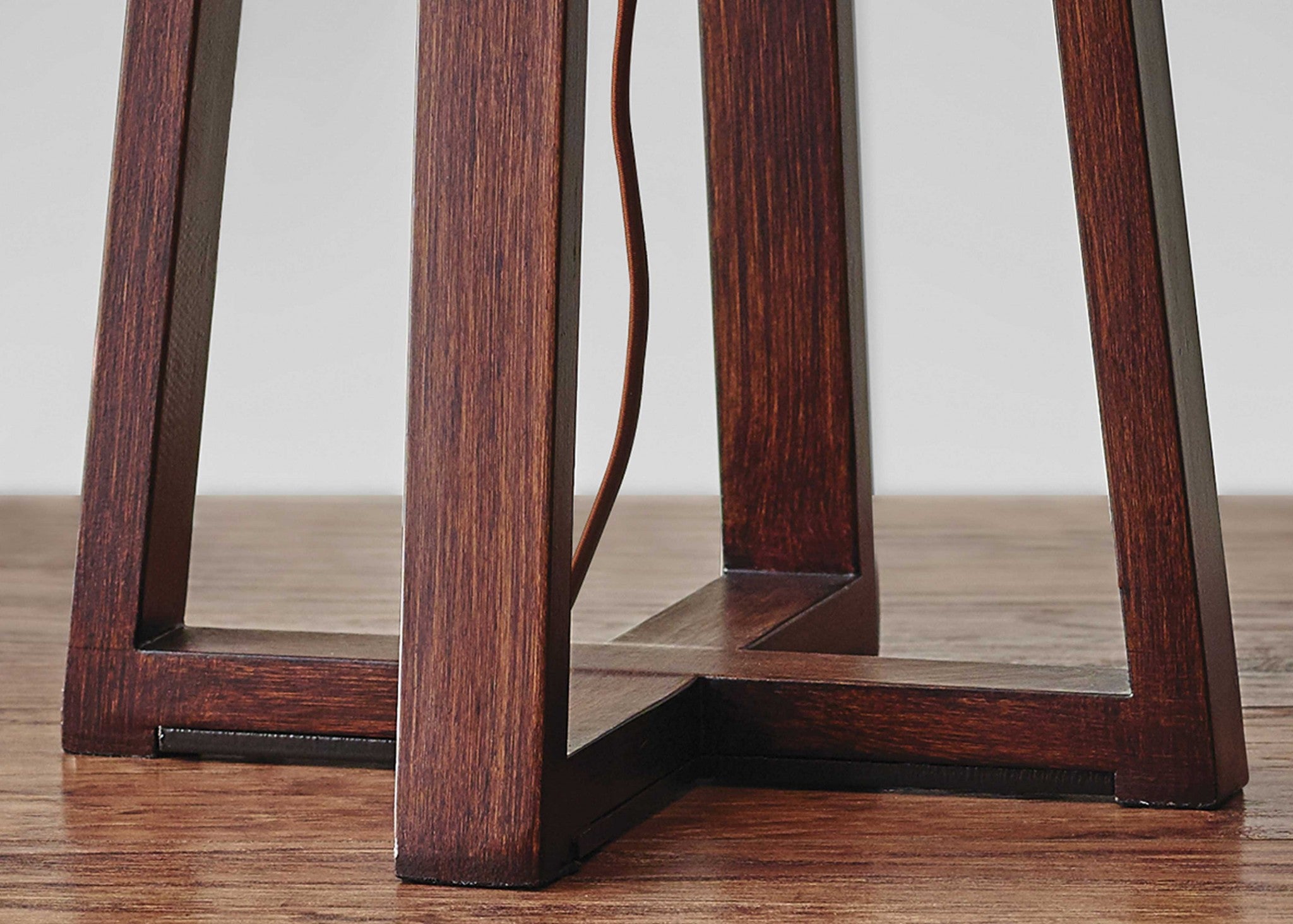 15" X 15" X 23.75" Walnut Wood Fabric Table Lamp