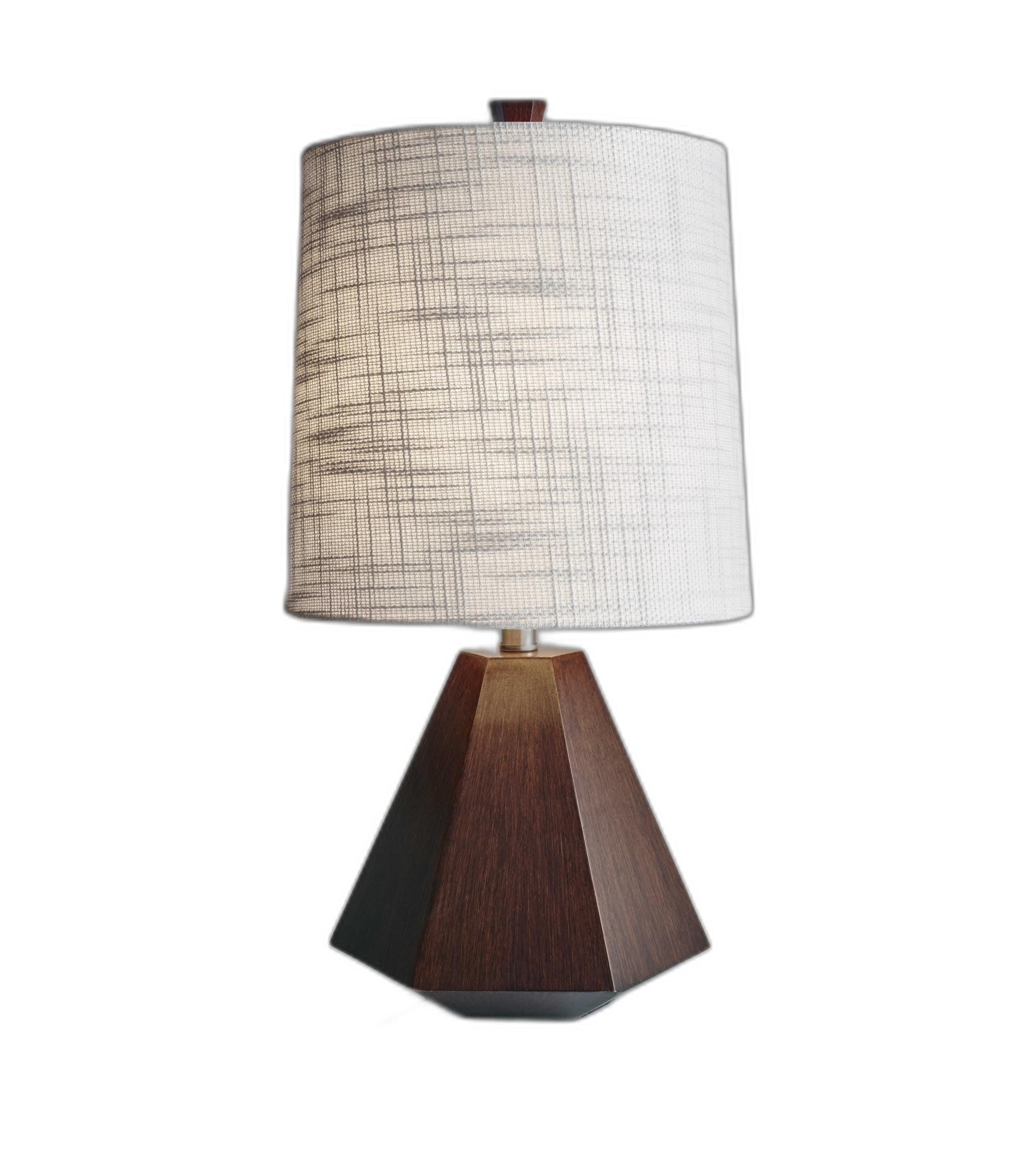Natural Wood Finish Geometric Base Table Lamp