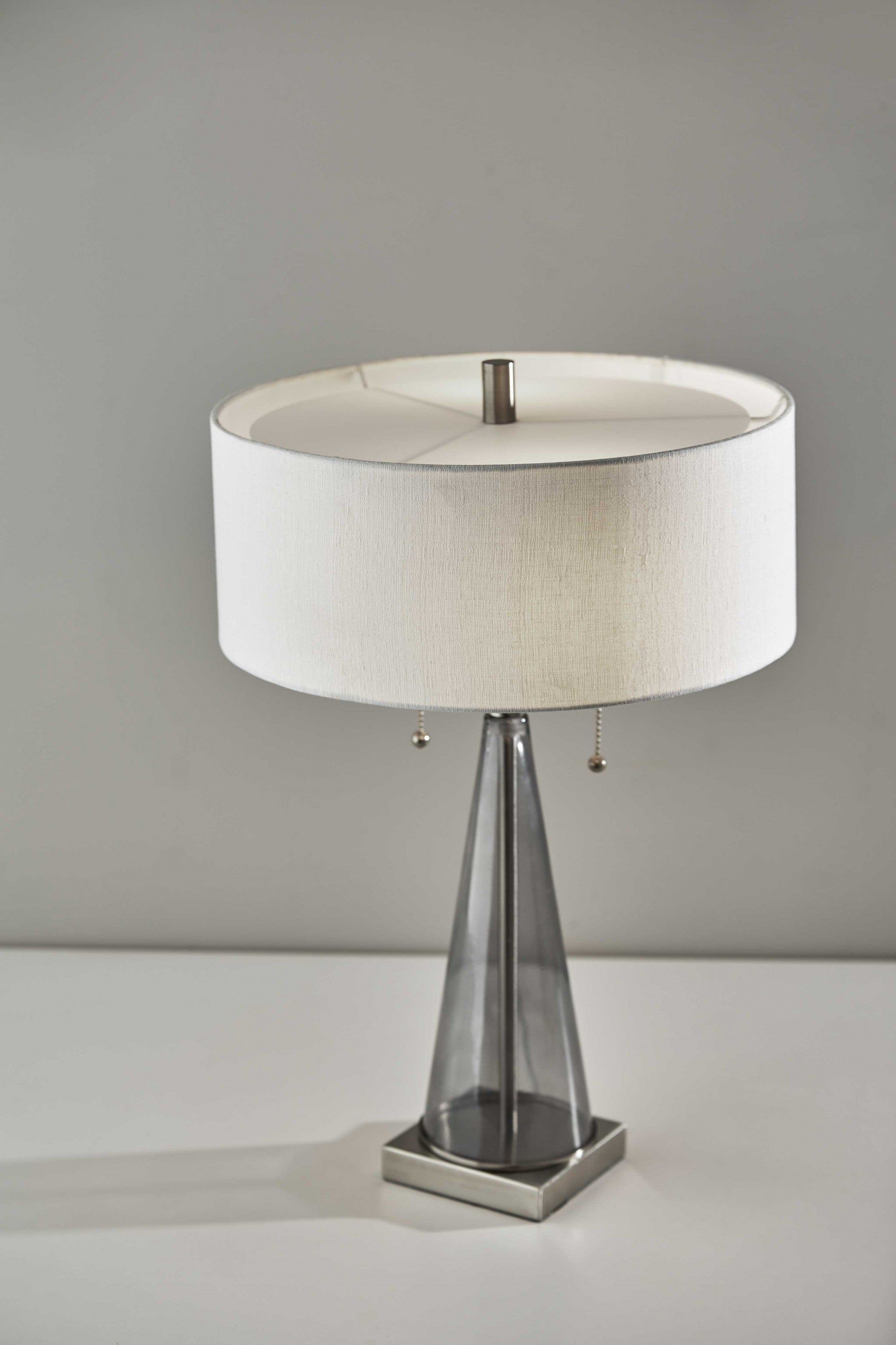 15" X 15" X 23" Brushed Steel Metal Glas Table Lamp