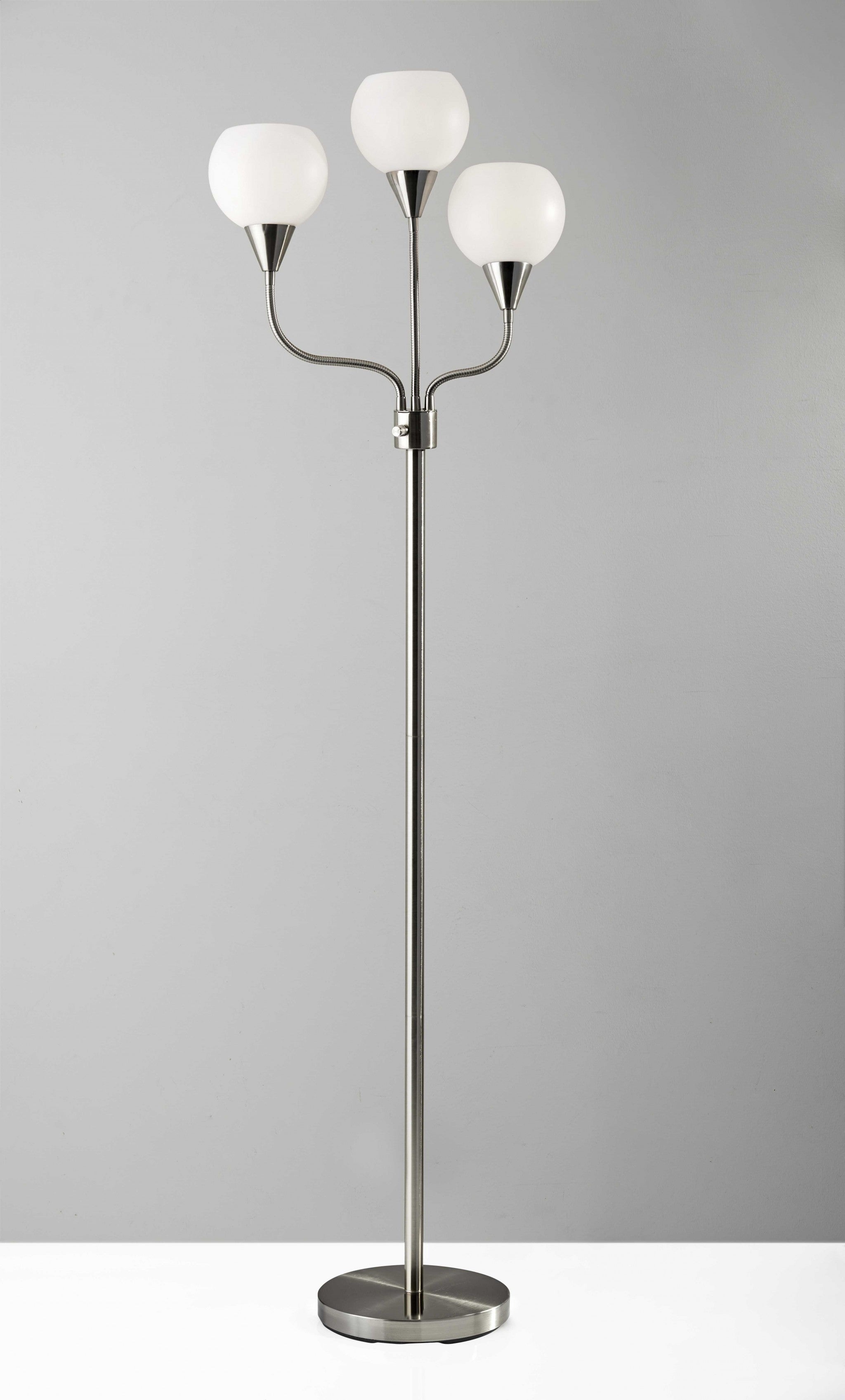 14-31" X 14-33" X 65.5" Black Metal 3-Arm Floor Lamp