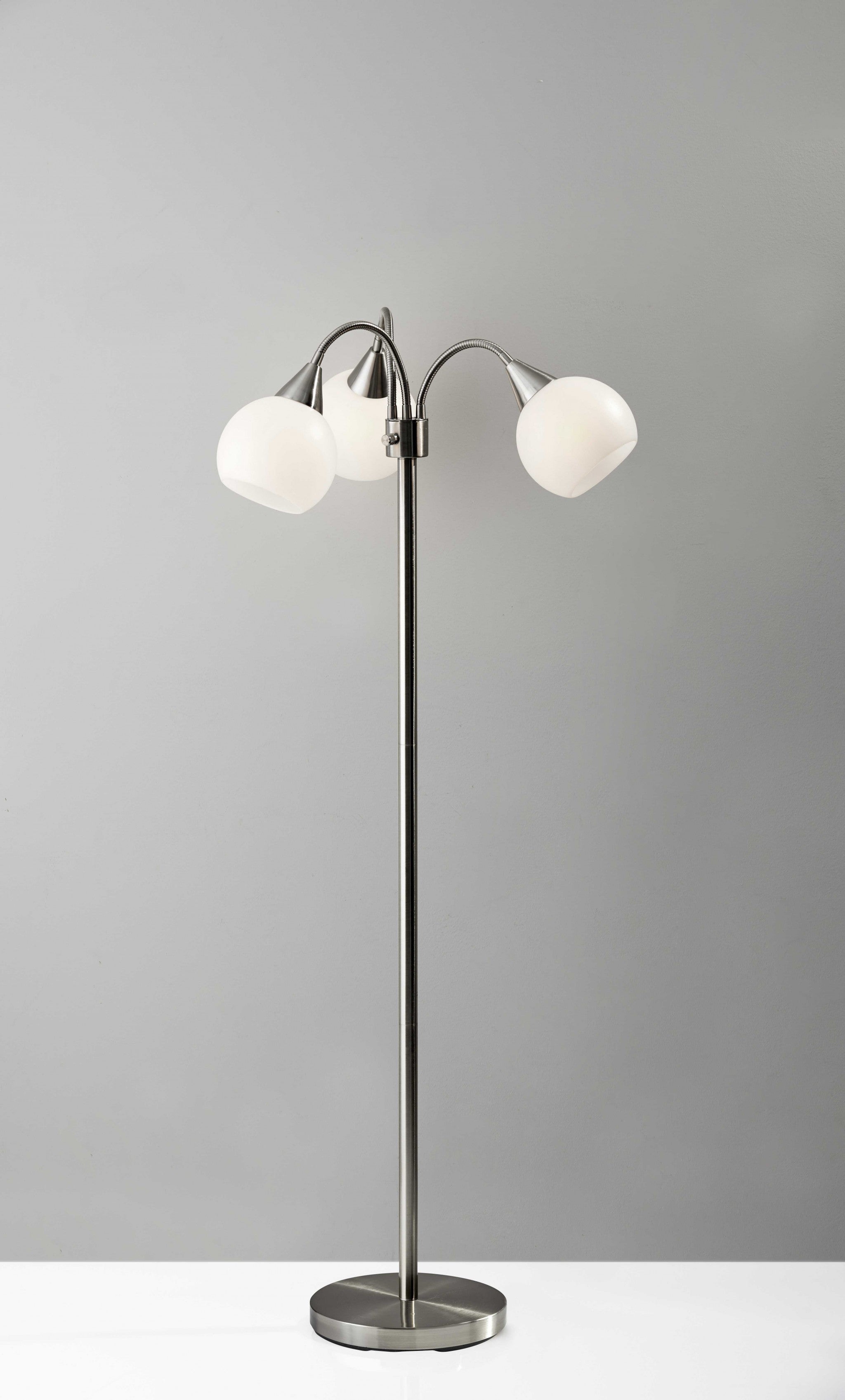 14-31" X 14-33" X 65.5" Black Metal 3-Arm Floor Lamp