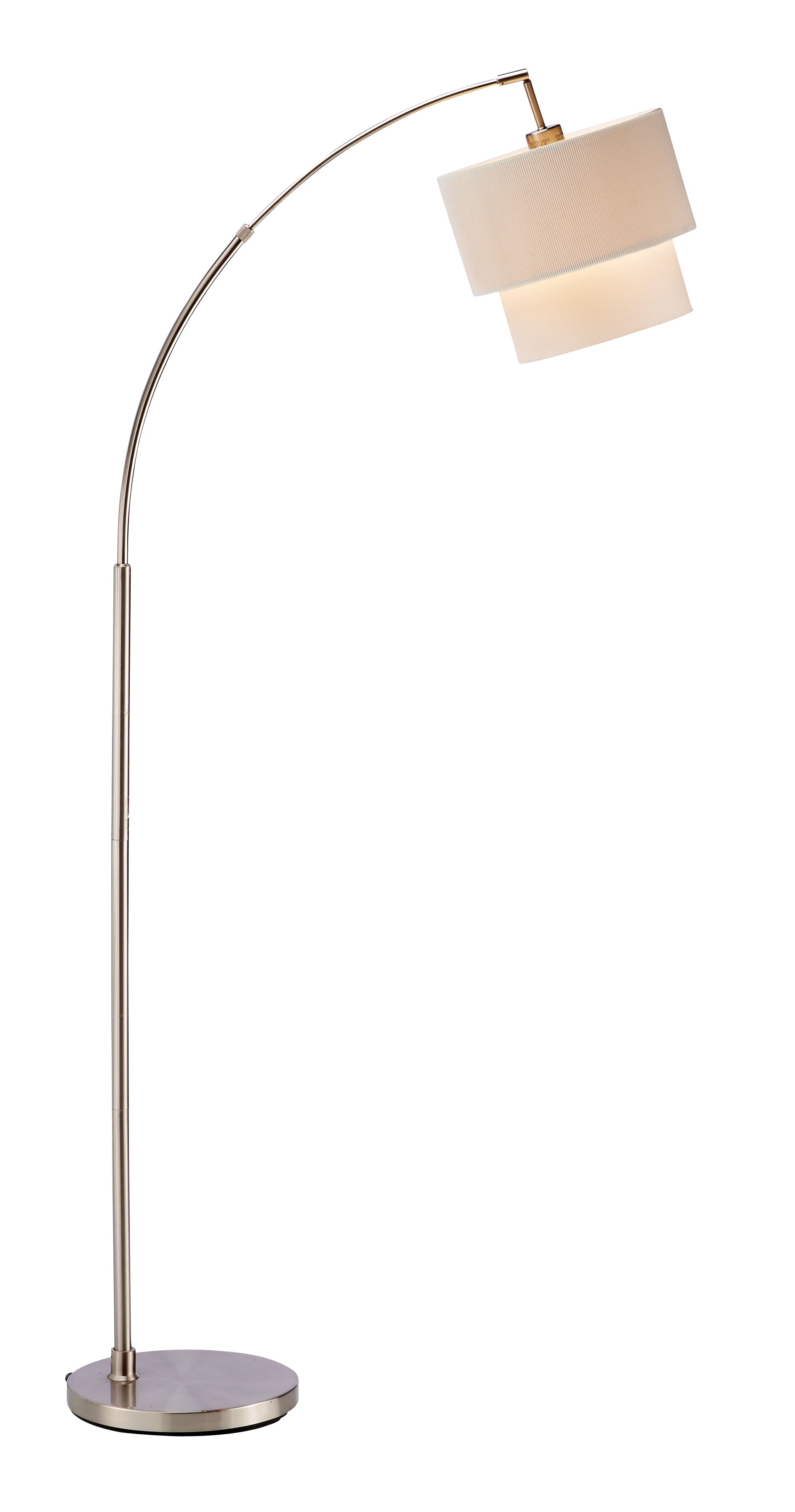 13" X 35" X 66-71" Brushed steel Metal Arc Lamp