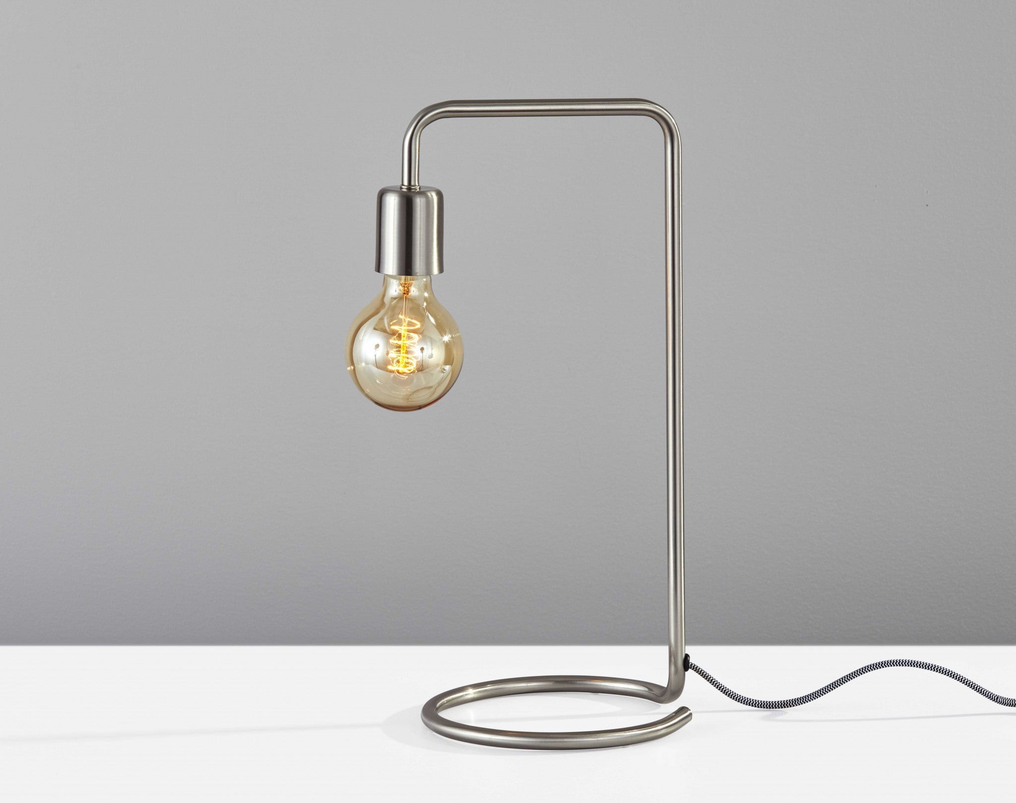 7.25" X 9" X 16.5" Brushed Steel Metal Desk Lamp