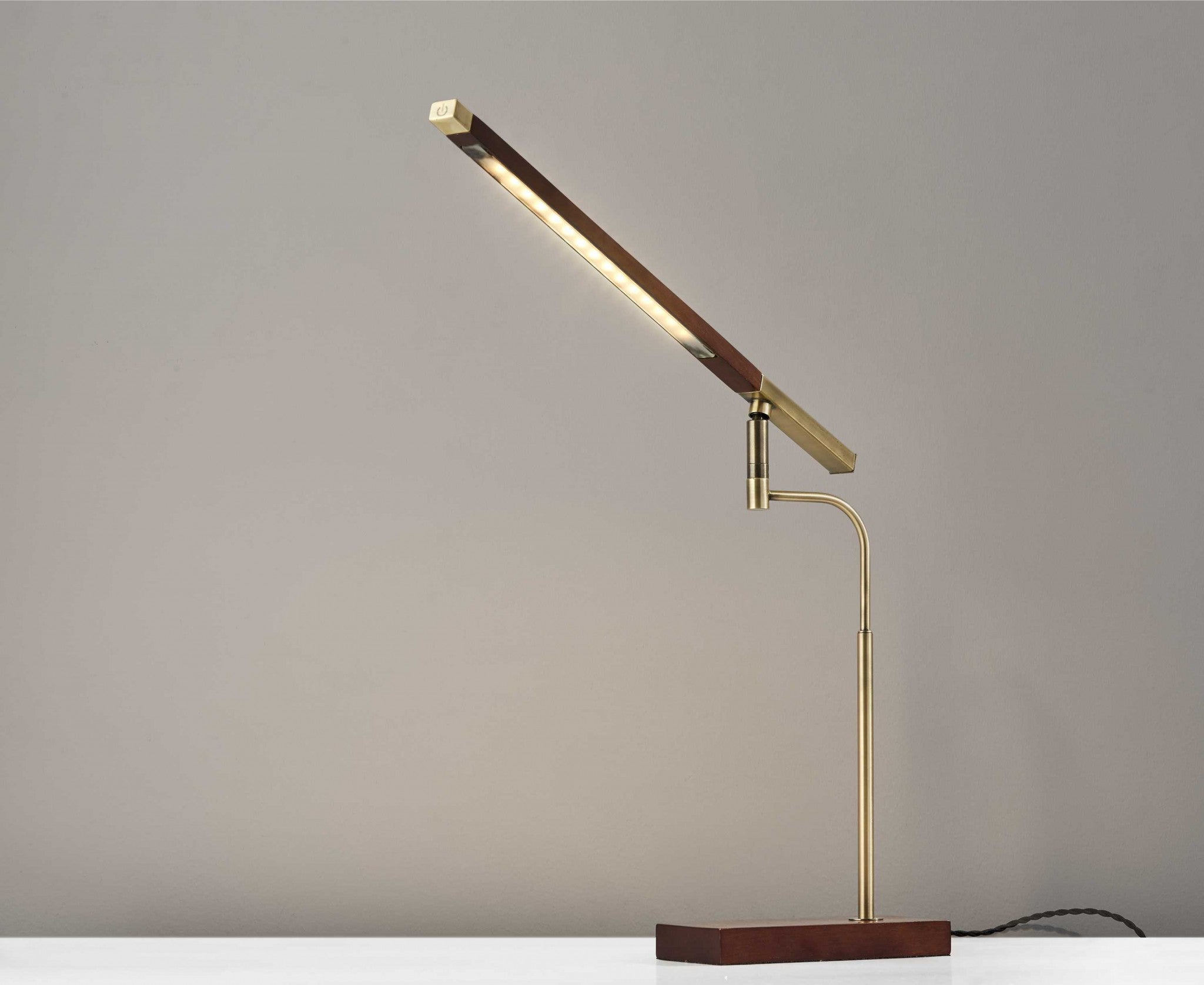 22" X 16-23" X 16.5-28.5" Walnut Wood LED Desk Lamp