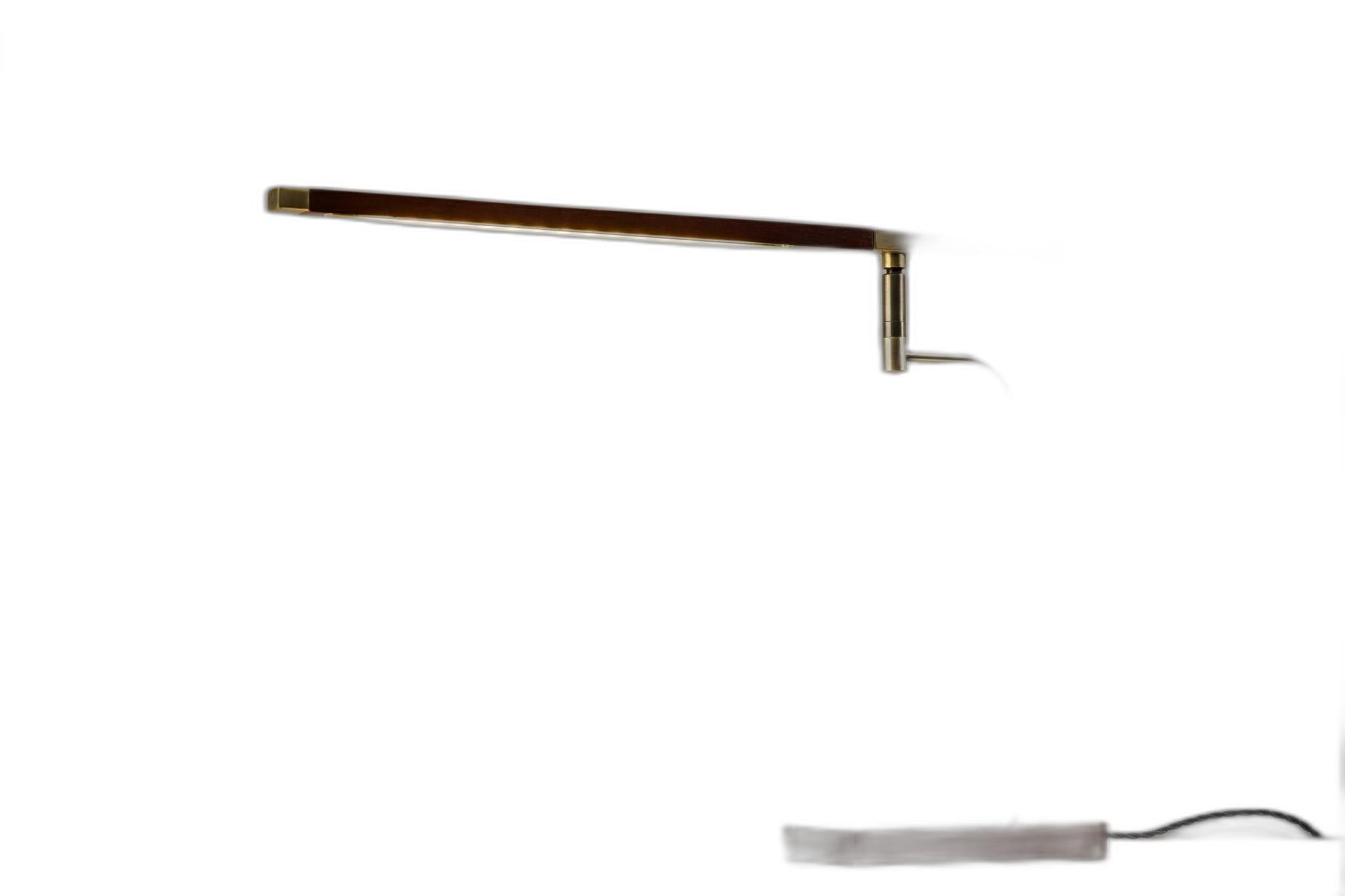 Walnut Wood Finish and Antique Brass Metal Adjustable LED Desk Lamp with USB Port