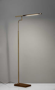 24" X 18-24" X 50.5-62.5" Walnut Wood LED Floor Lamp