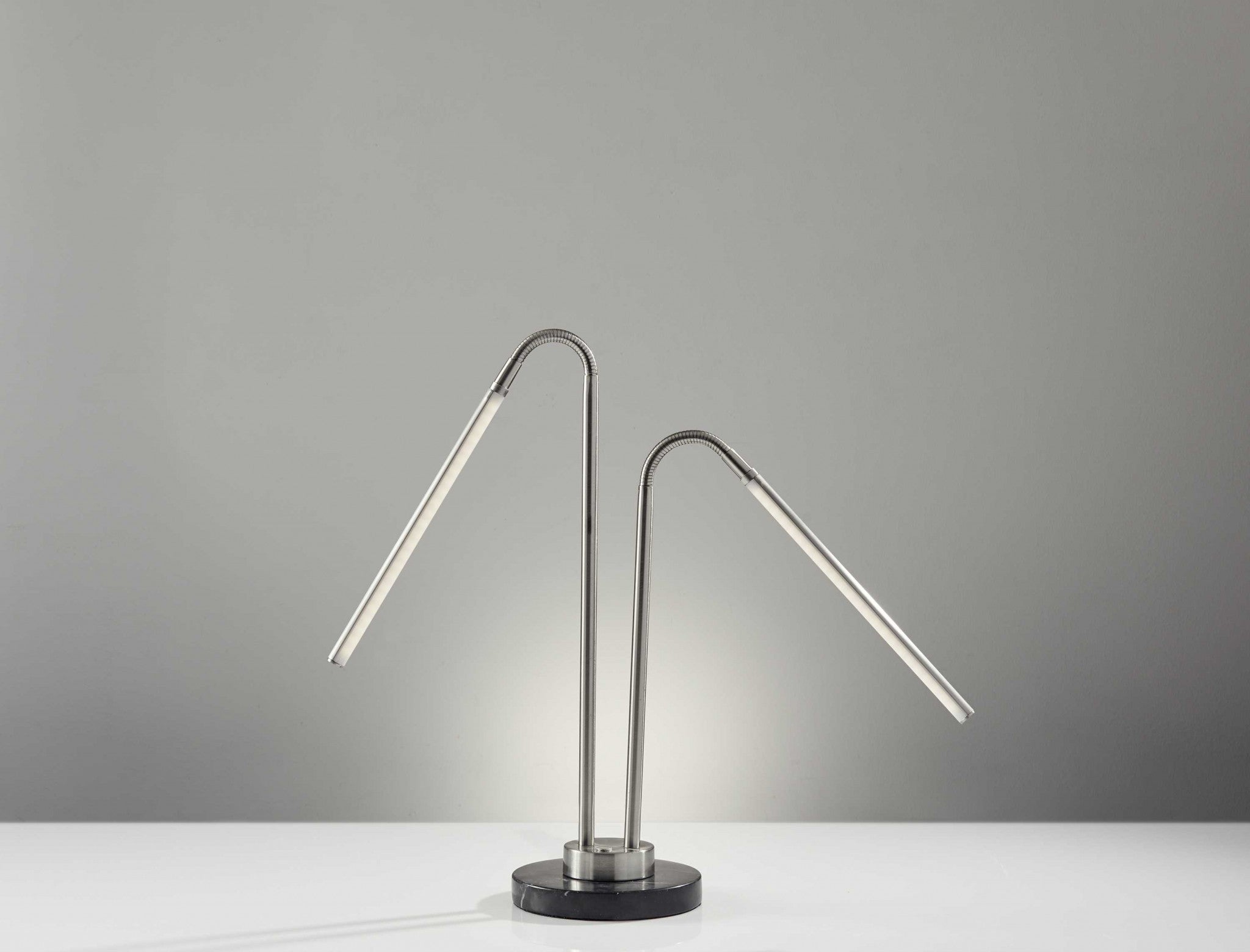 32" X 6.5" X 20-34" Brushed Steel Metal LED Desk Lamp
