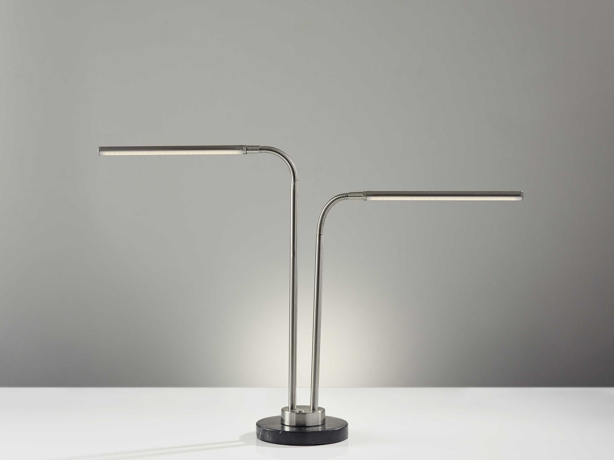 32" X 6.5" X 20-34" Brushed Steel Metal LED Desk Lamp