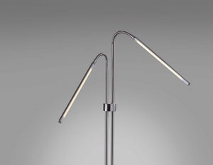 37.25" X 9.5" X 54.5-72.5" Brushed Steel Metal LED Floor Lamp