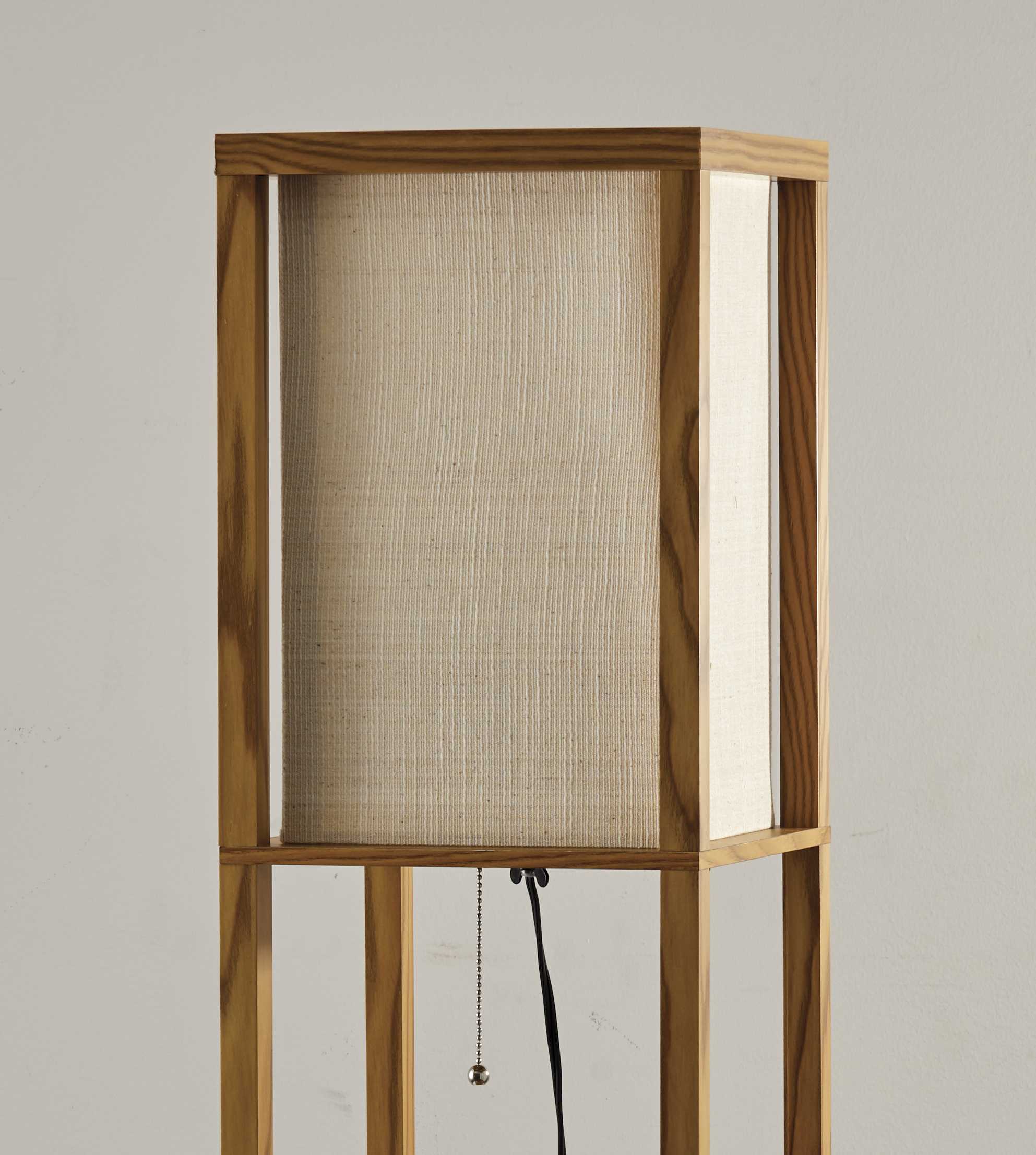 10.25" X 10.25" X 63" Natural Fabric Shelf Lamp