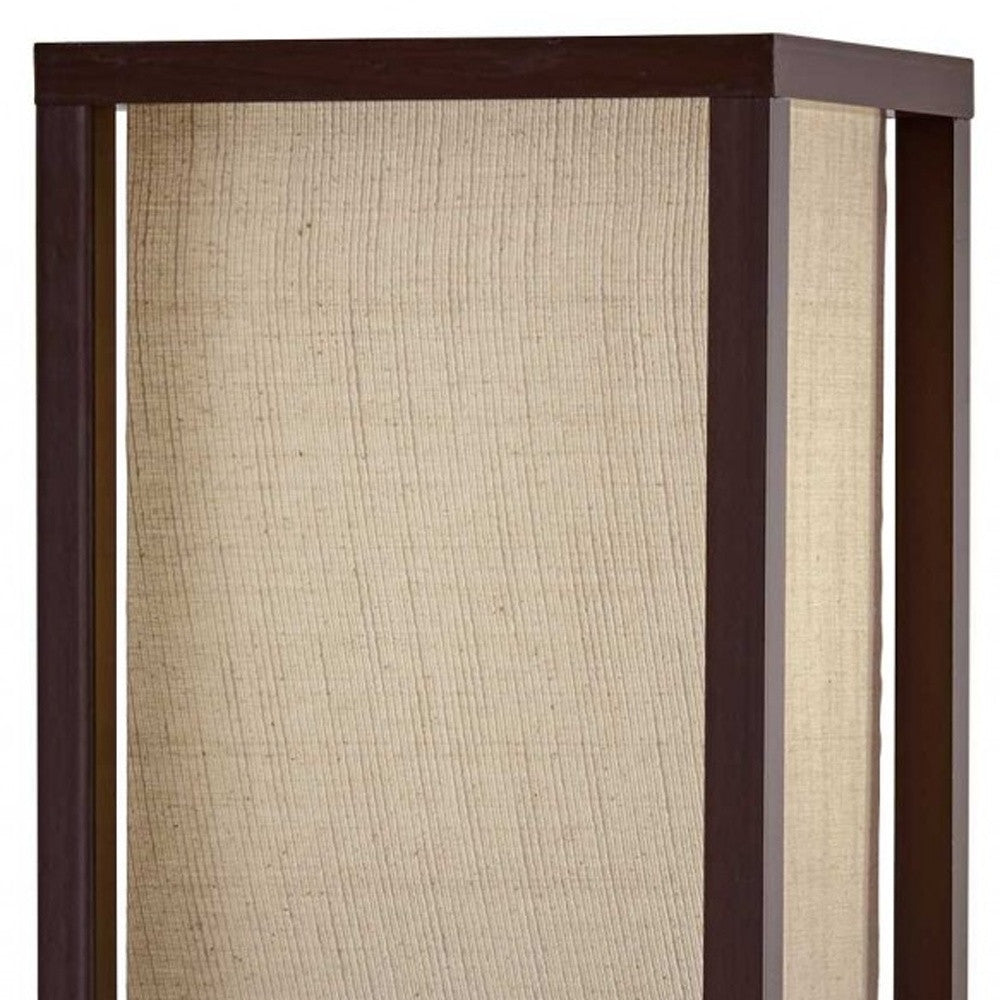 Floor Lamp with Natural Wood Finish Storage Shelves