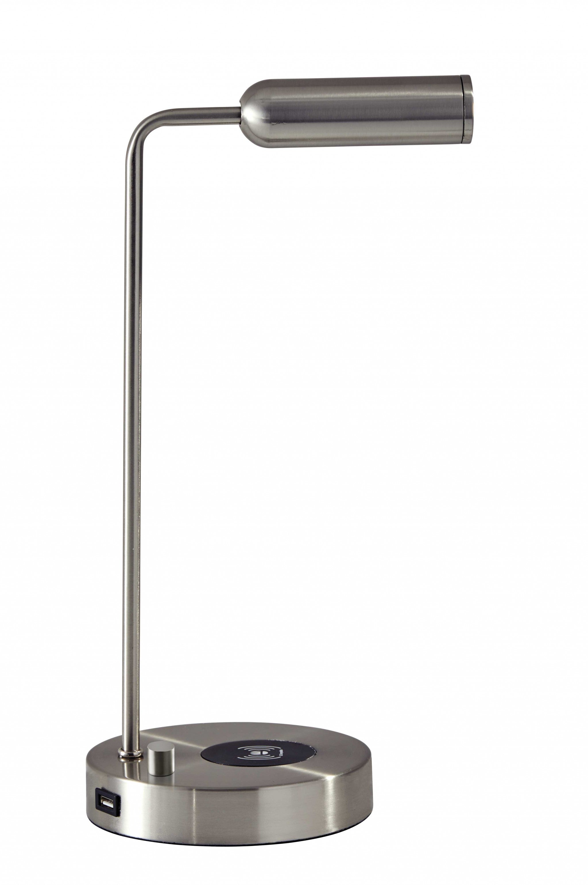 6" X 8" X 16.5" Brushed Steel Metal LED Desk Lamp