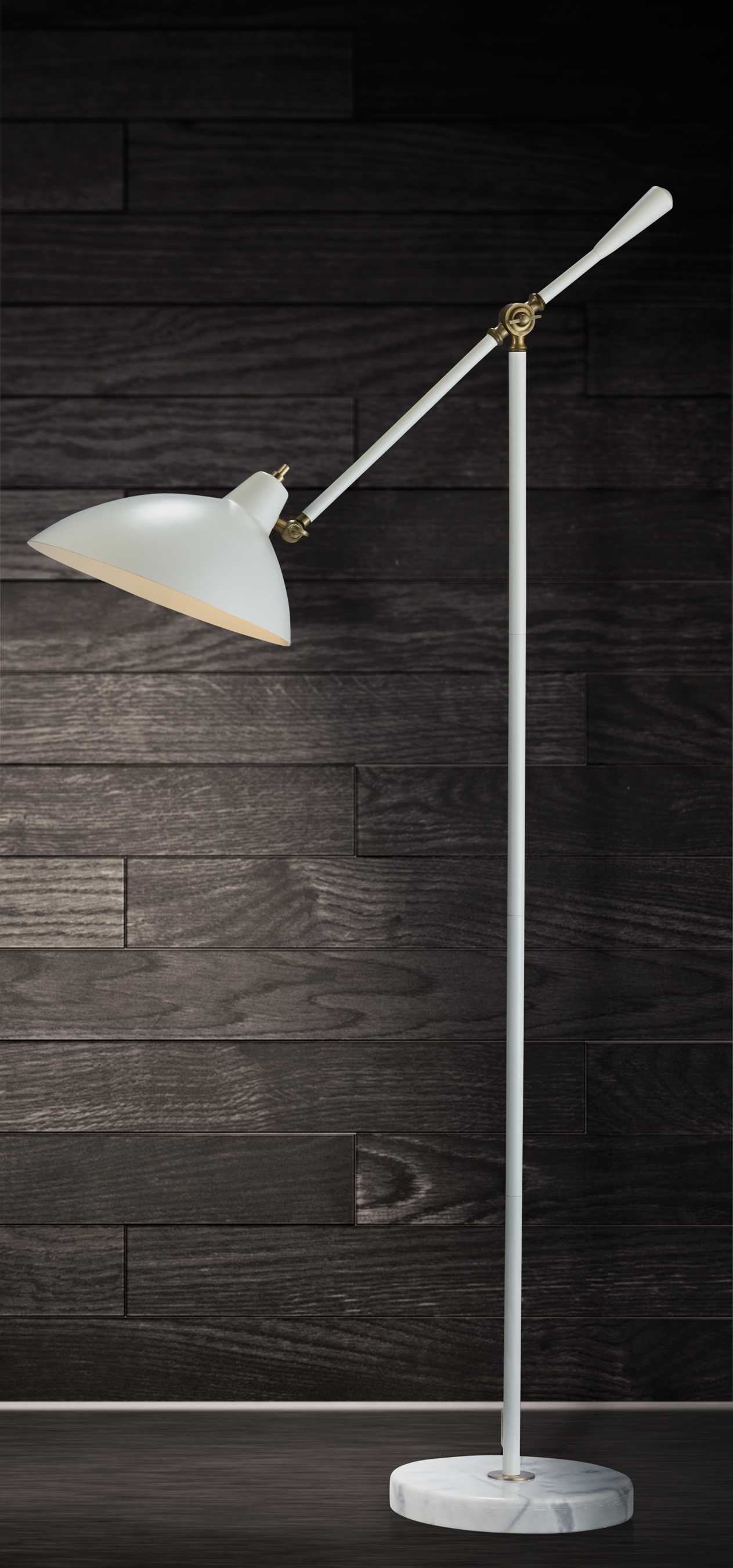 10.5" X 27.5-32" X 52-59.5" White Metal Floor Lamp