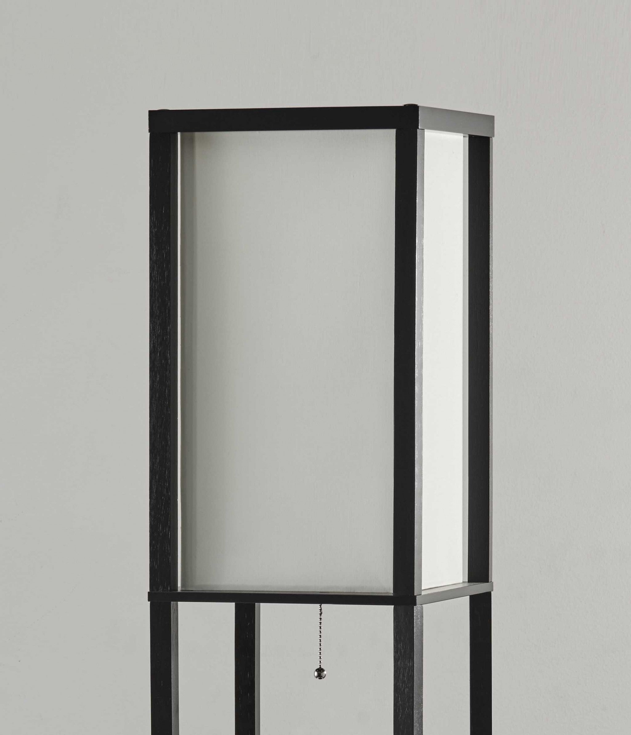 11.5" X 11.5" X 72" Black Wood Tall Shelf Floor Lamp