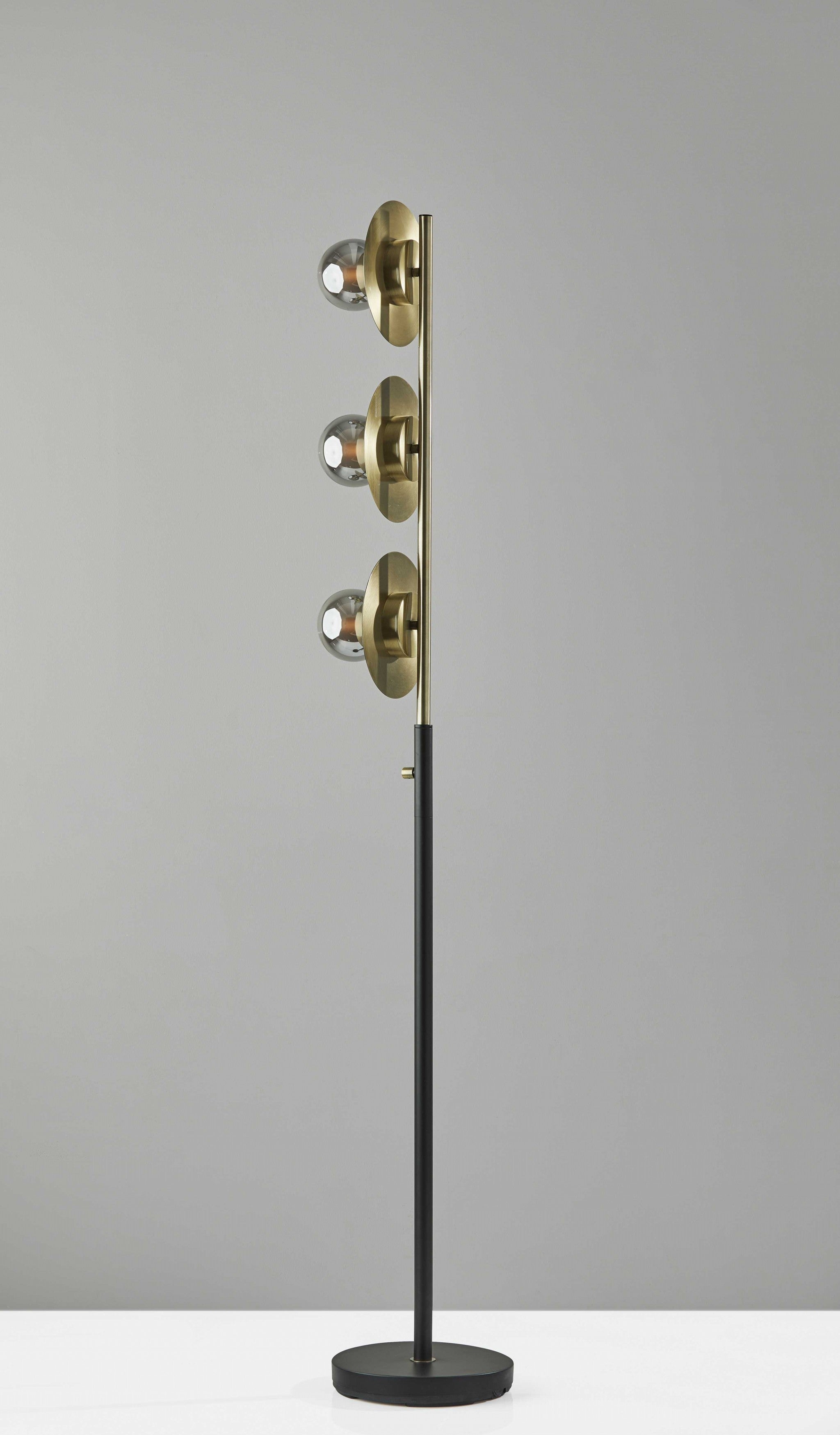 10" X 10" X 64" Black Metal LED Floor Lamp