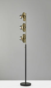 10" X 10" X 64" Black Metal LED Floor Lamp
