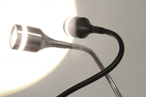 12" X 8-20" X 45-56" Brushed Steel Metal LED Floor Lamp