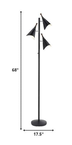 Three Light Floor Lamp in Matte Black Metal