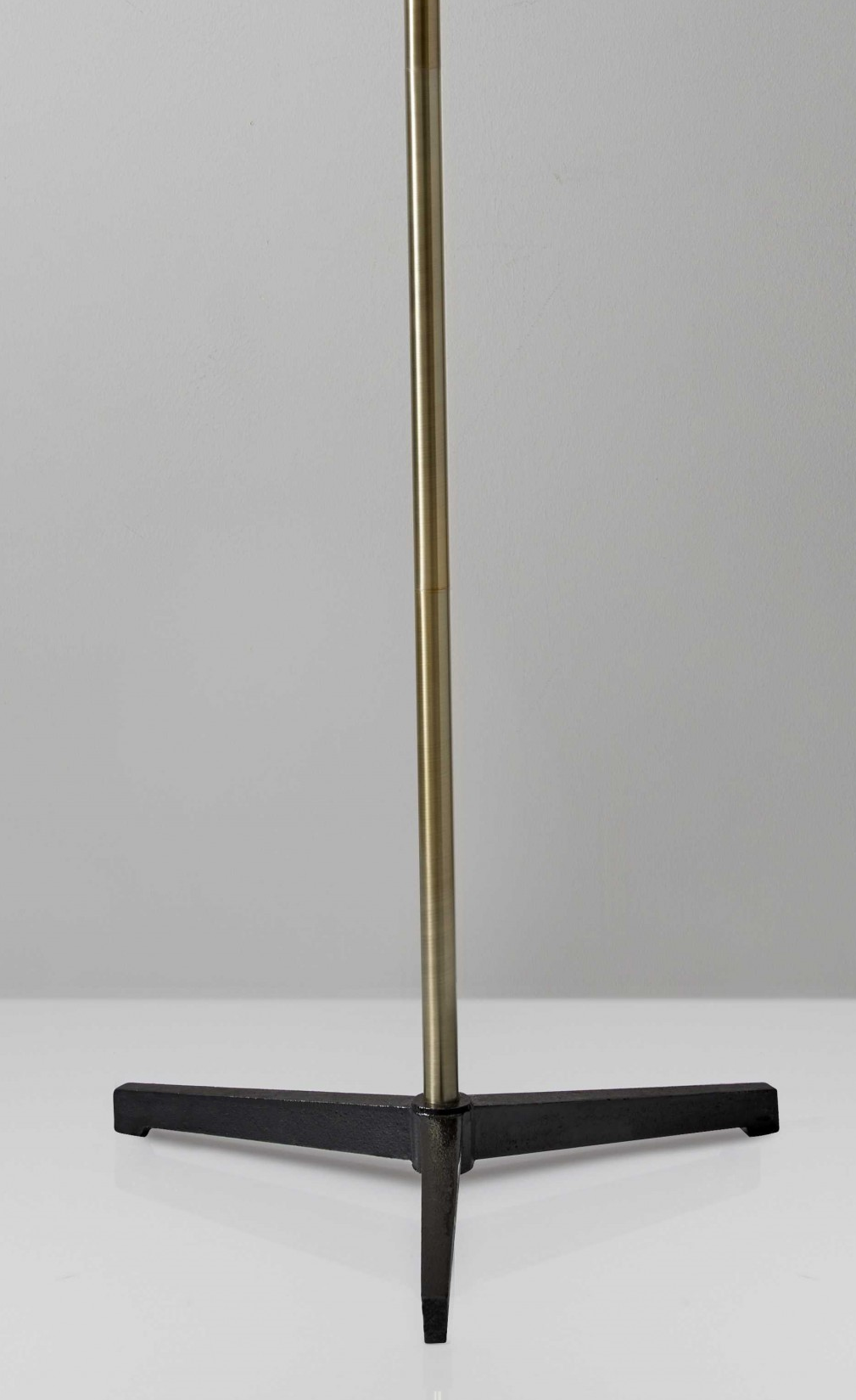 Three Arm Adjustable Floor Lamp in Brass Metal with Grey Black and White Shades