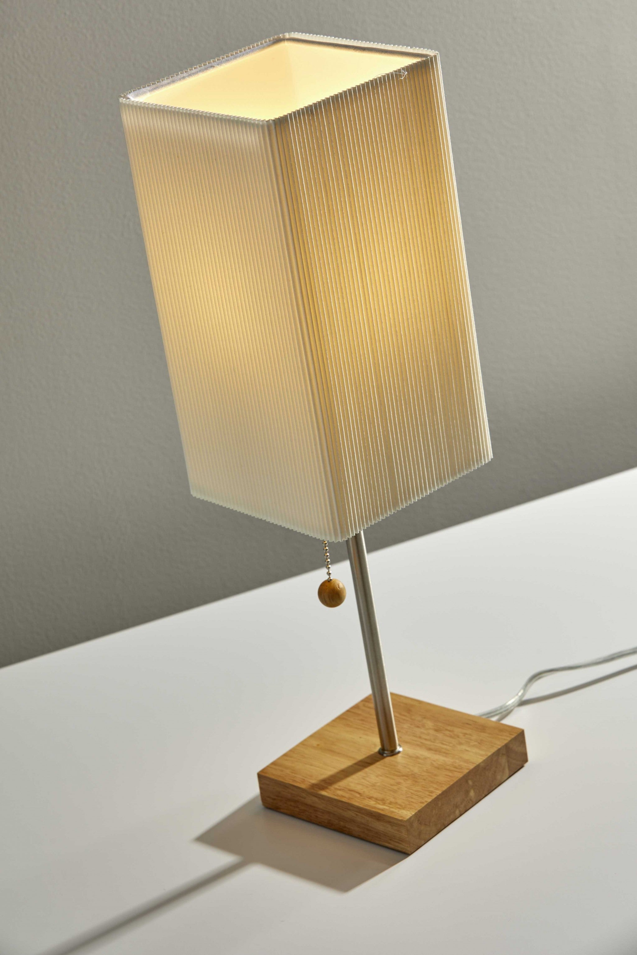 5.25" X 5.25" X 19" Natural Wood Table Lamp