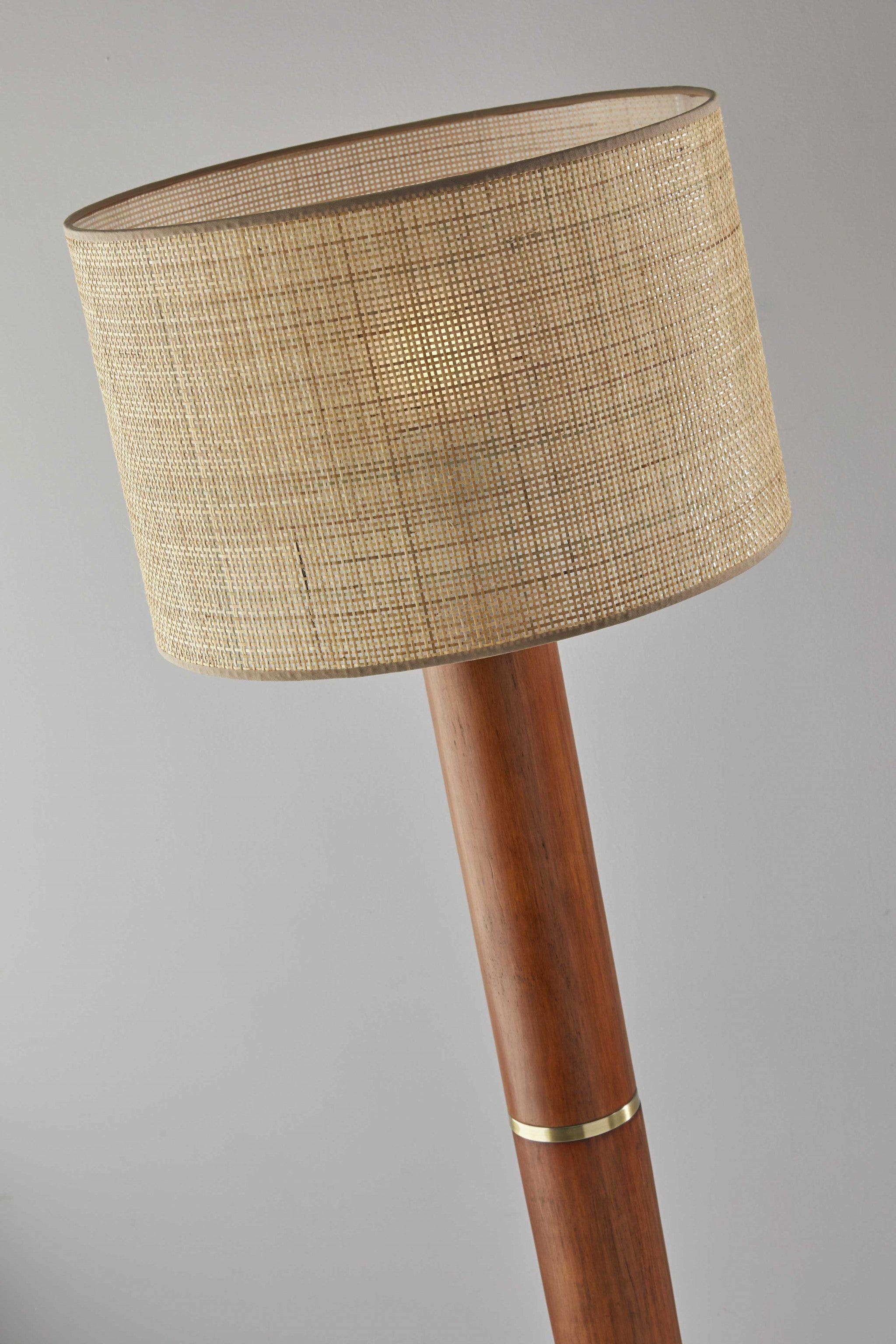 18" X 18" X 62.25" Walnut Wood Floor Lamp
