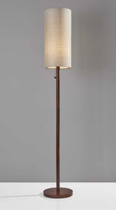 10" X 10" X 65" Walnut Wood Floor Lamp