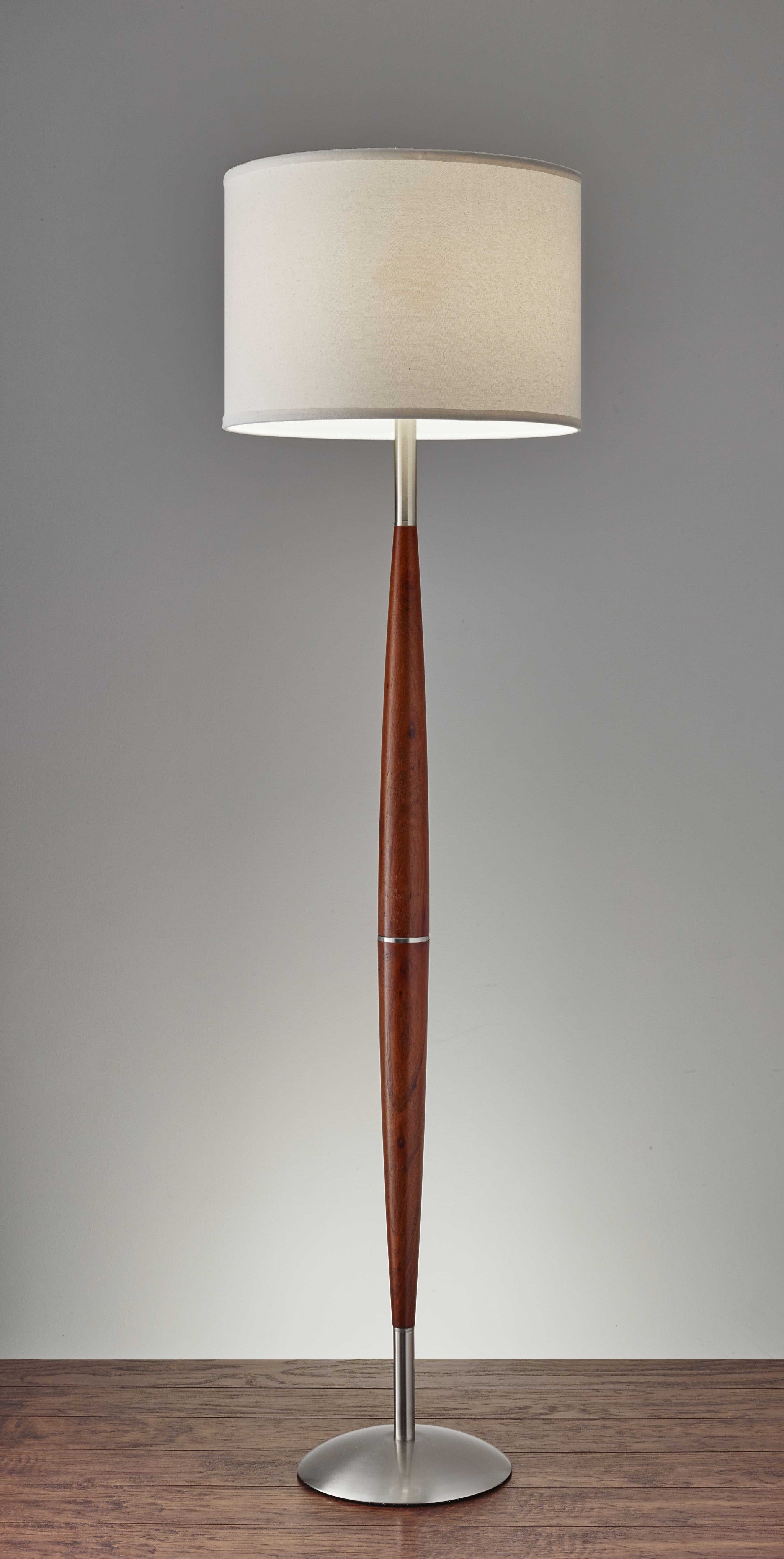 16" X 10" X 61" Walnut Wood Floor Lamp