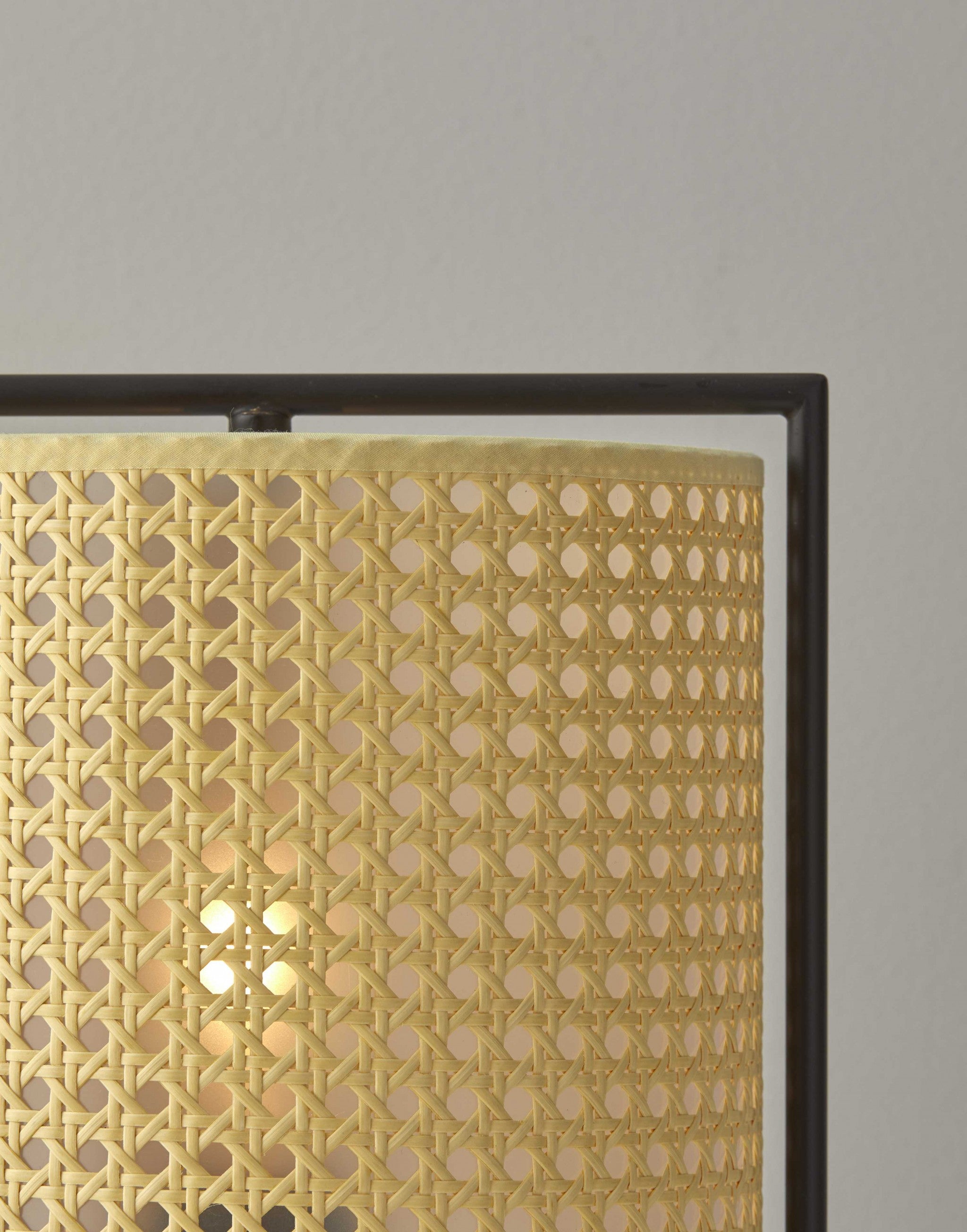 Tall Fashionable Cane Shade Table Lantern Lamp