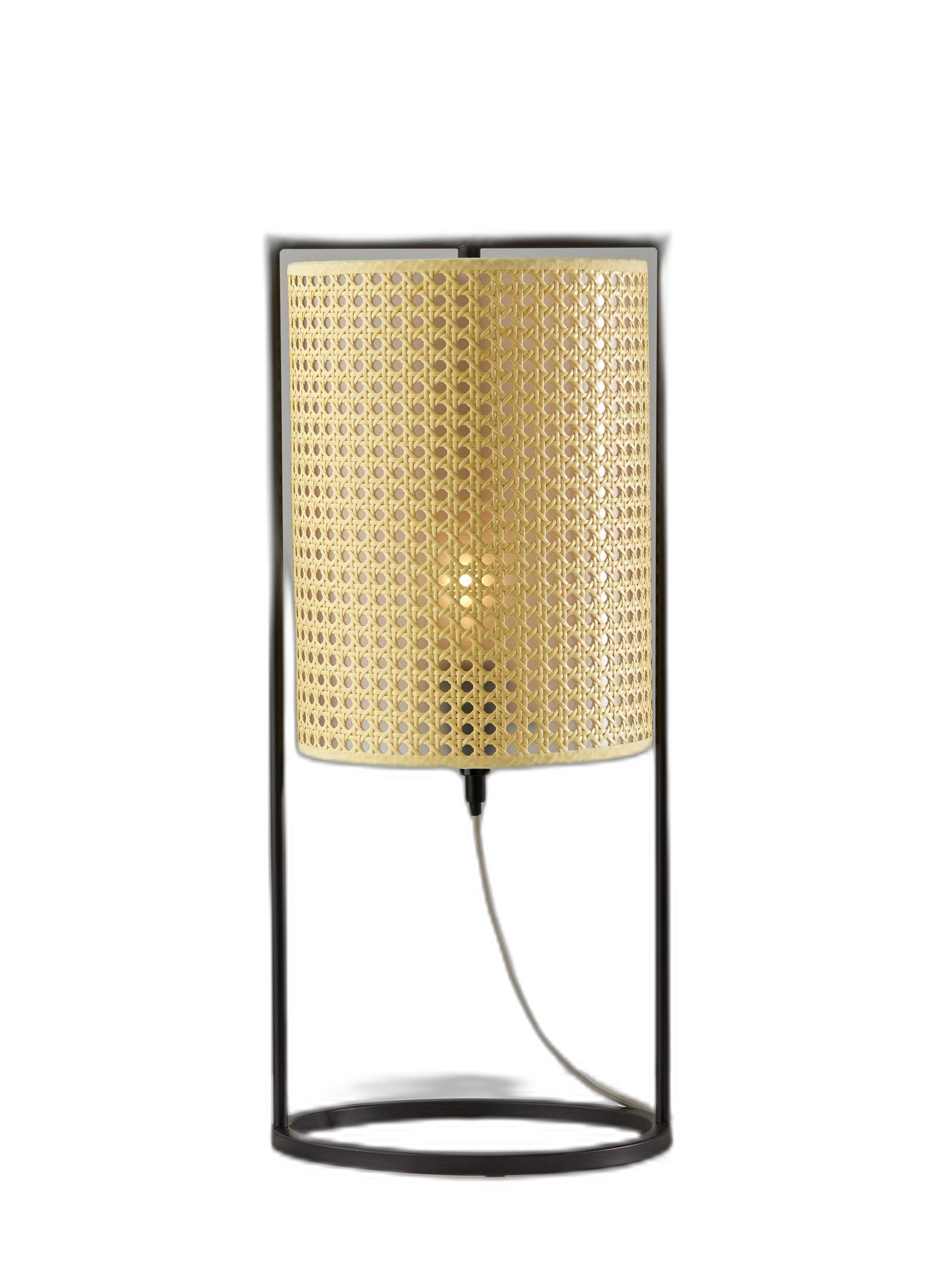 Tall Fashionable Cane Shade Table Lantern Lamp
