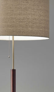 19" X 10" X 65.5" Walnut Wood Metal Floor Lamp
