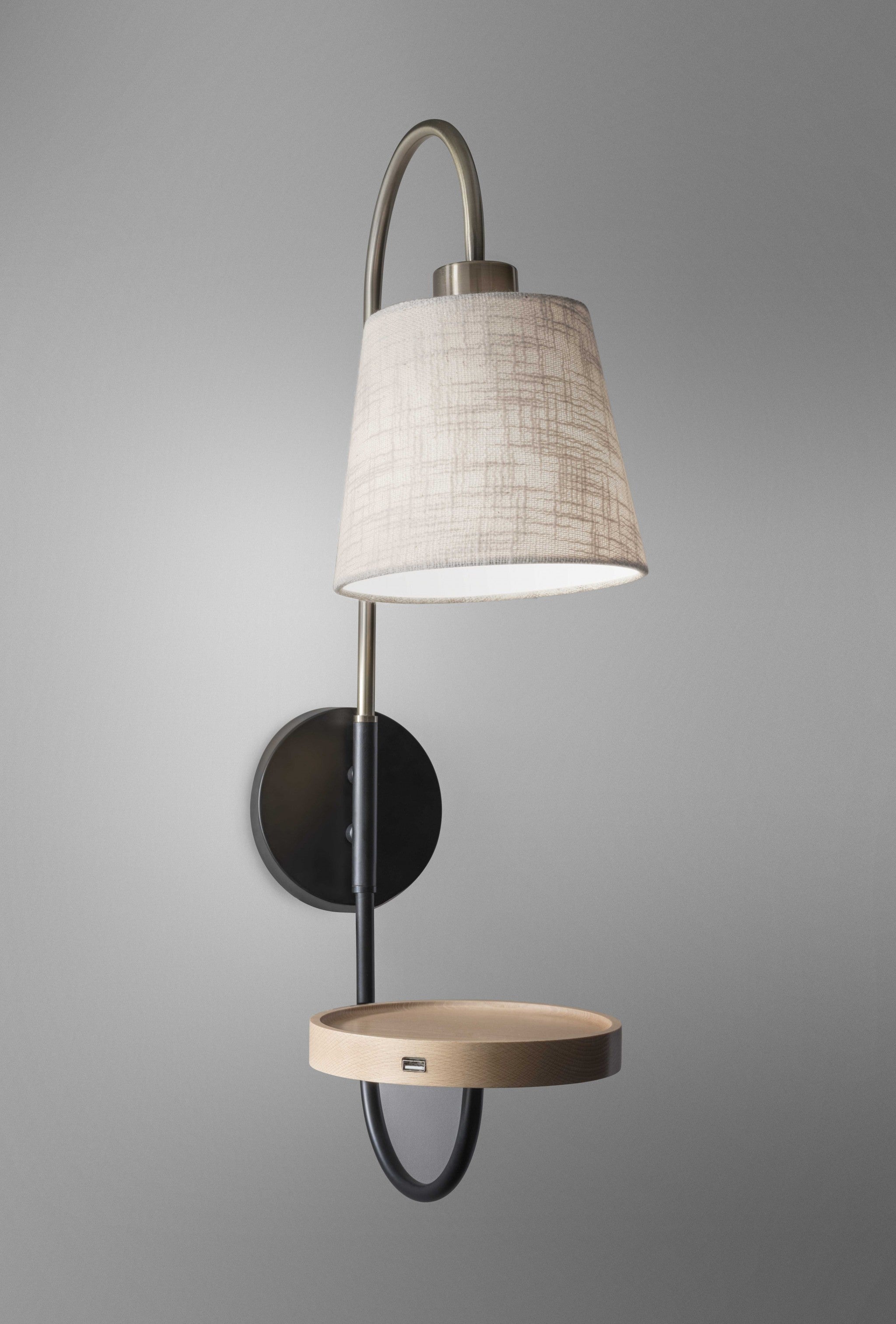 7" X 13" X 25" Brass Metal Fabric Wall Lamp