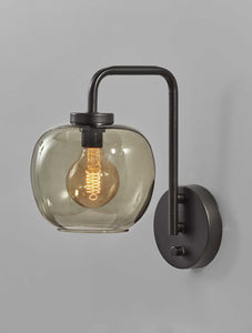 7.5" X 12" X 12.5" Black Metal Wall Lamp