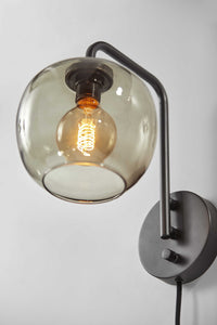 7.5" X 12" X 12.5" Black Metal Wall Lamp