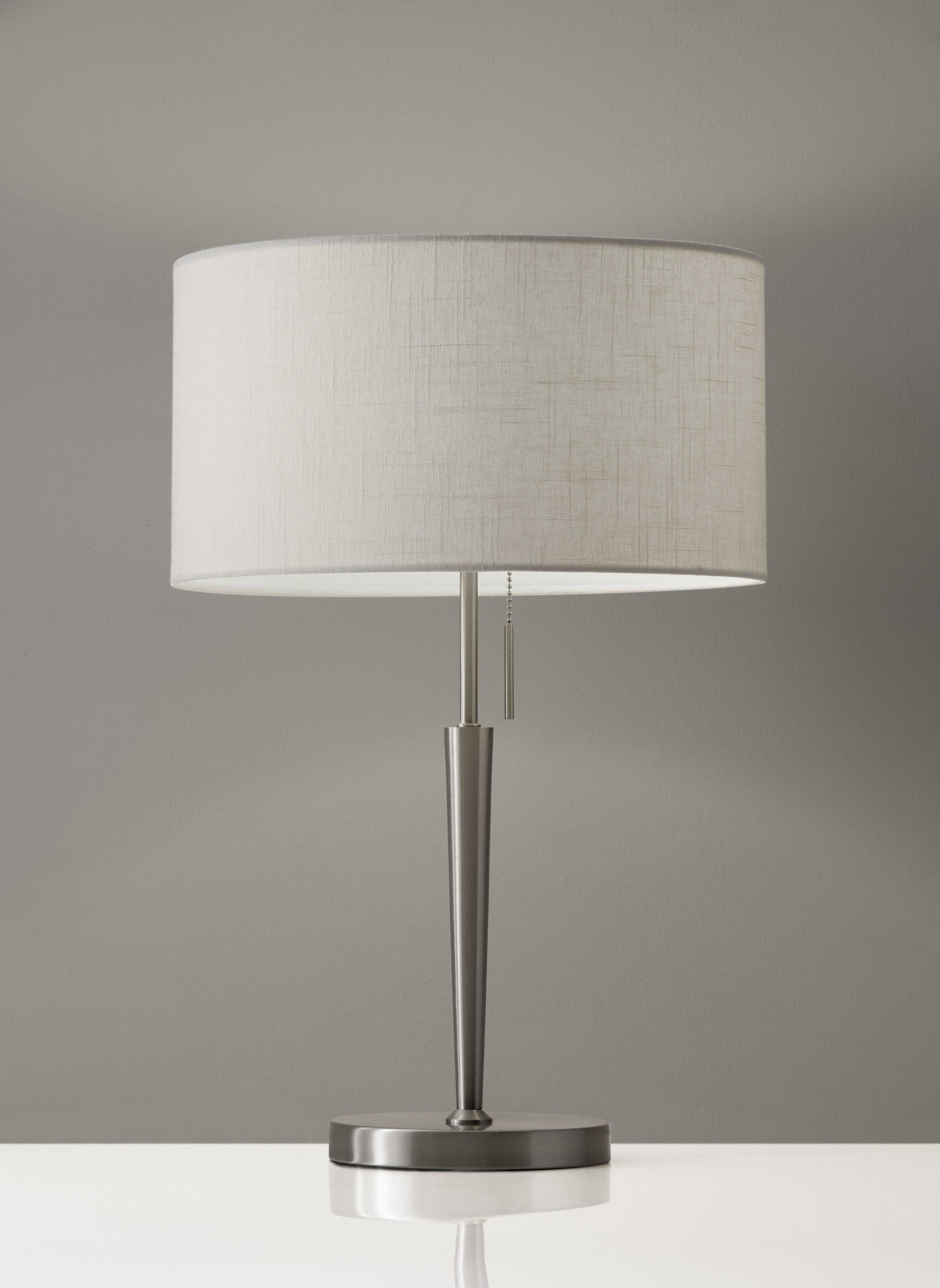 15" X 7" X 22" Brushed Steel Metal Table Lamp