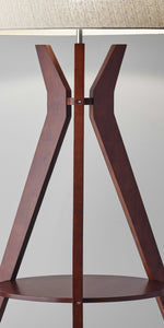 20" X 20" X 59.5" Walnut Wood Shelf Floor Lamp