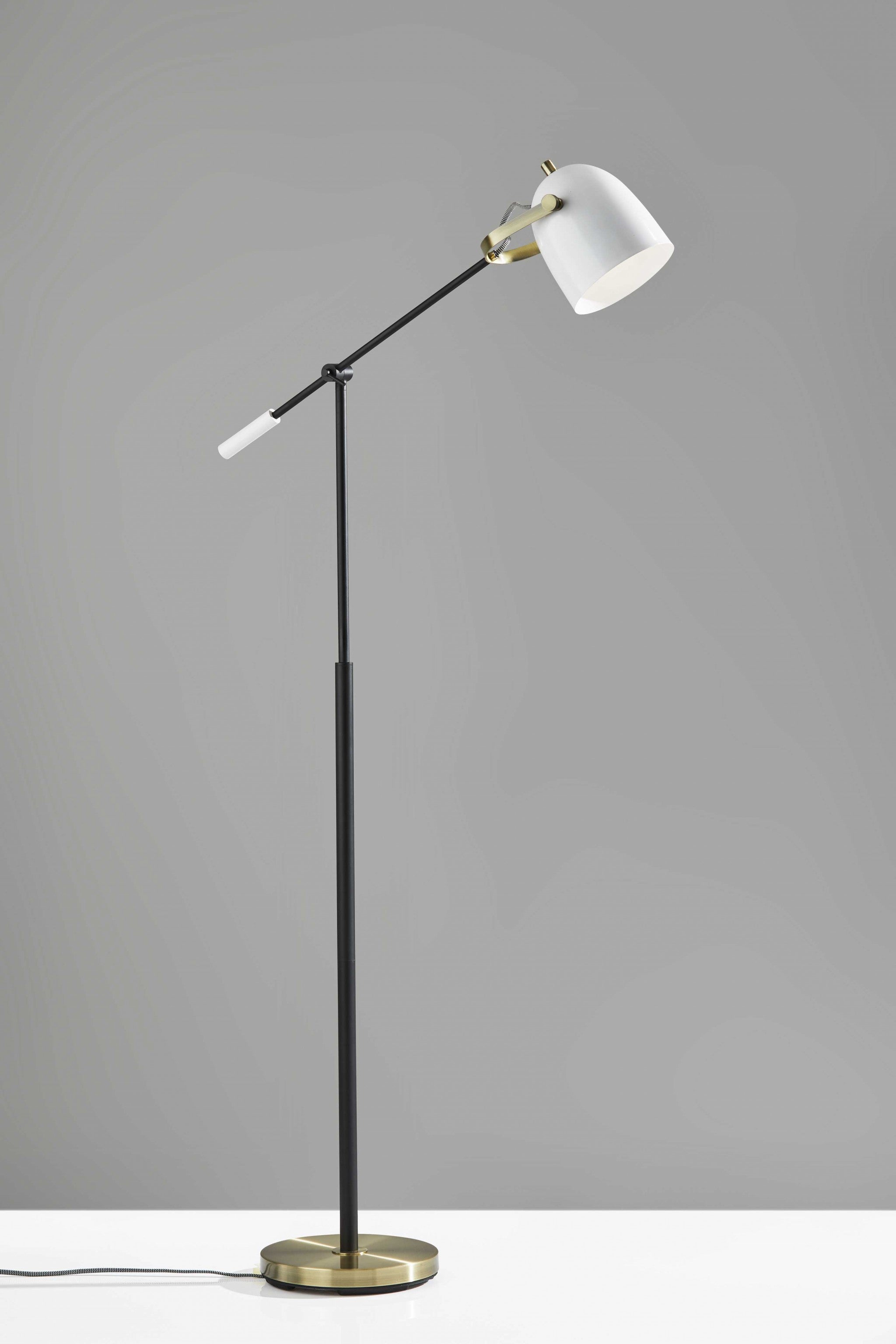 10" X 31"  X 52.5"-65" White Metal Floor Lamp