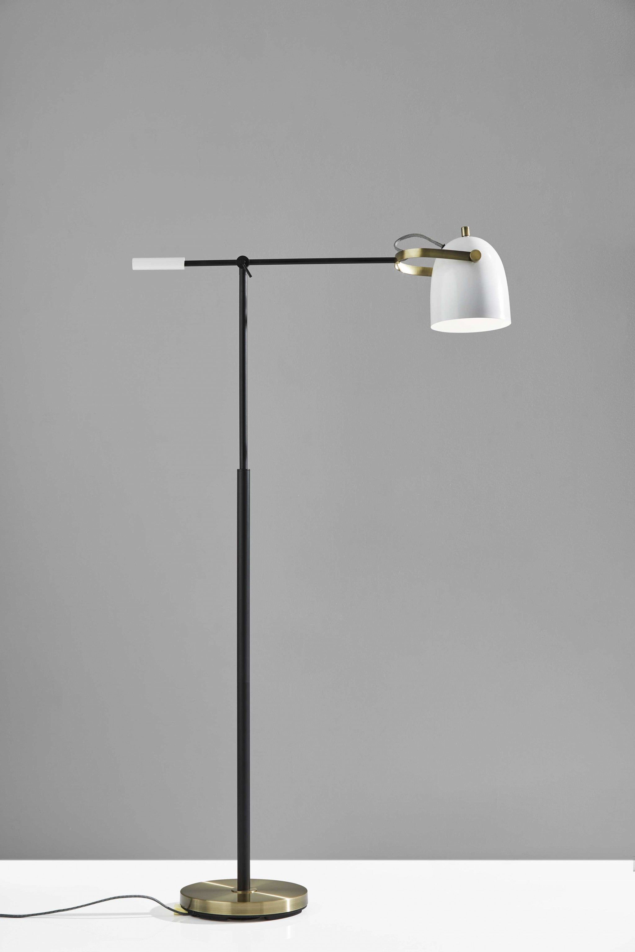 10" X 31"  X 52.5"-65" White Metal Floor Lamp