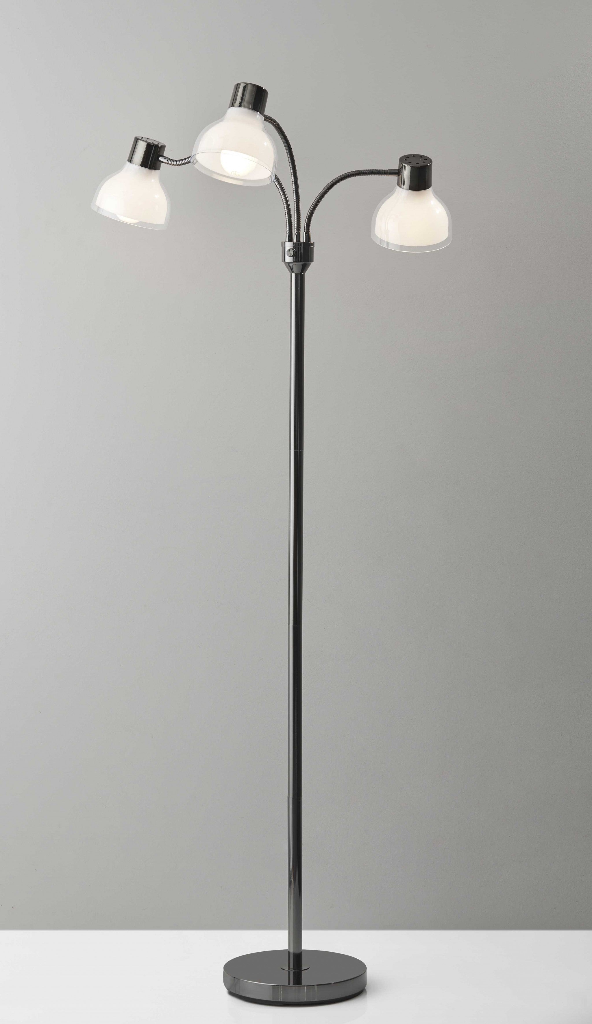 30"  X 30"  X 69"  Black Metal 3-Arm Floor Lamp
