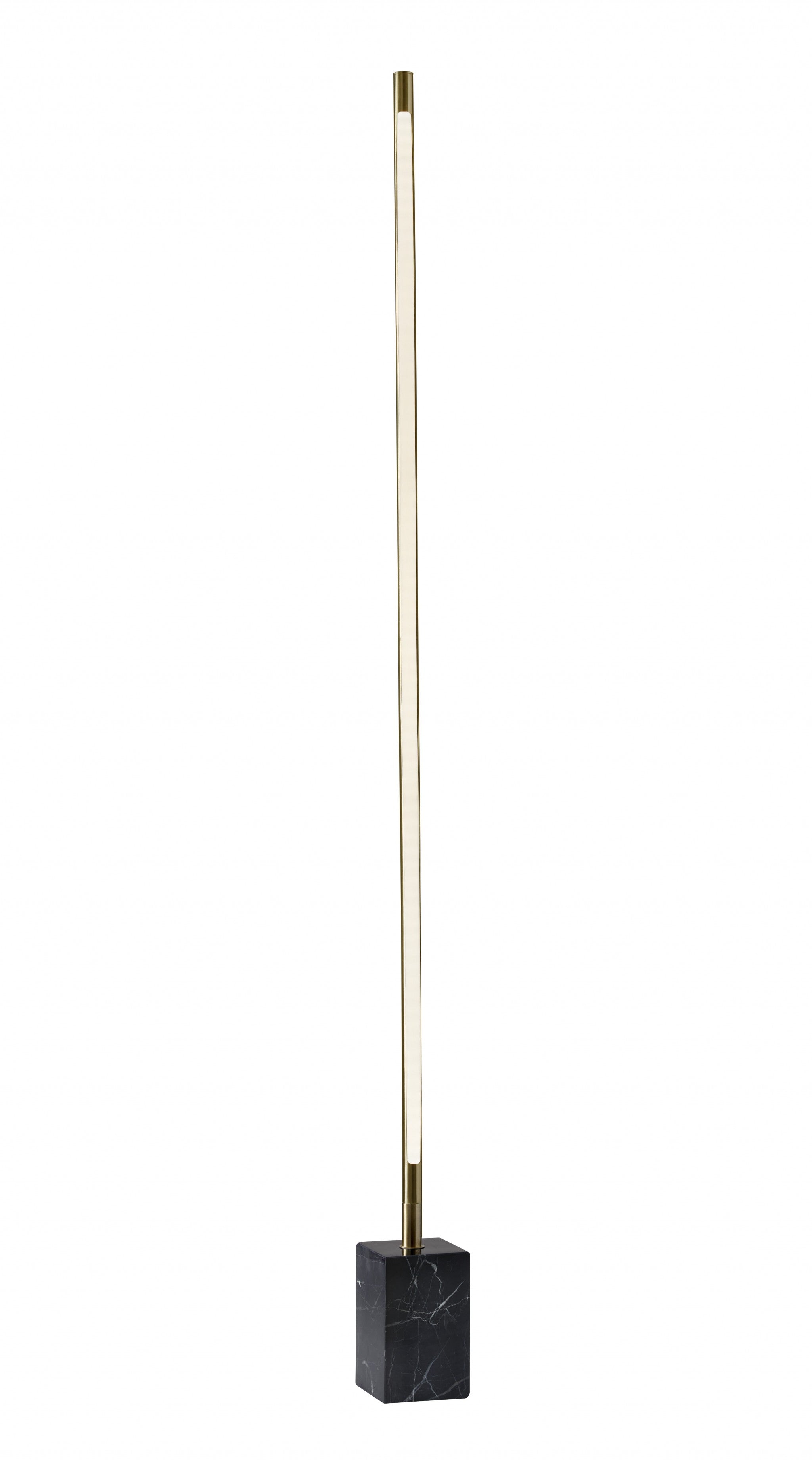 Minimalist Ambient Glow LED Floor Lamp with Dimmer in Brushed Steel and White Marble