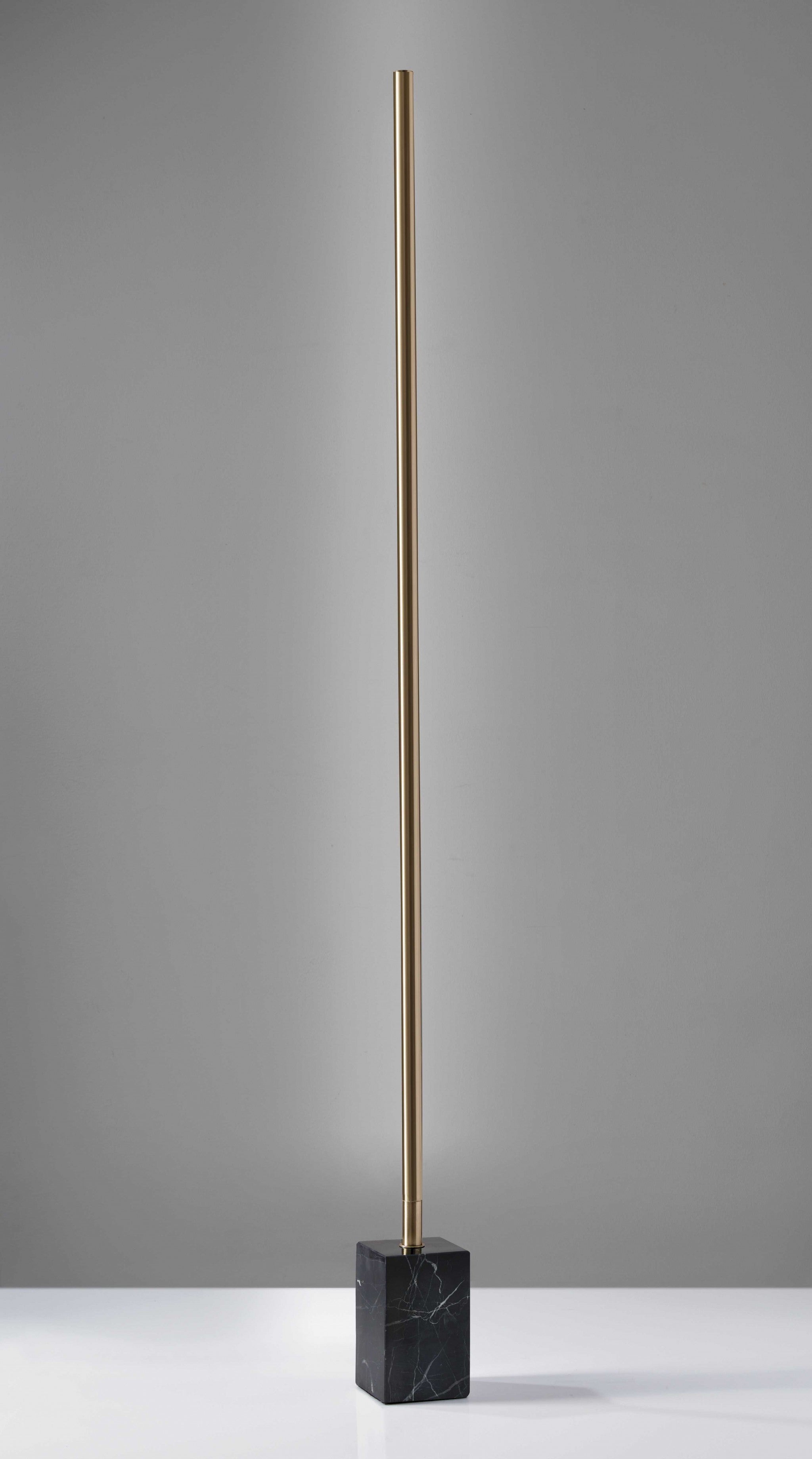 Minimalist Ambient Glow LED Floor Lamp with Dimmer in Brushed Steel and White Marble