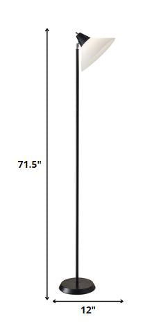 Elemental Brushed Steel Metal Torchiere with White Cone Shade