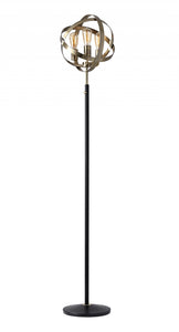 13.5" X 11.5" X 70.5" Brass Metal Floor Lamp