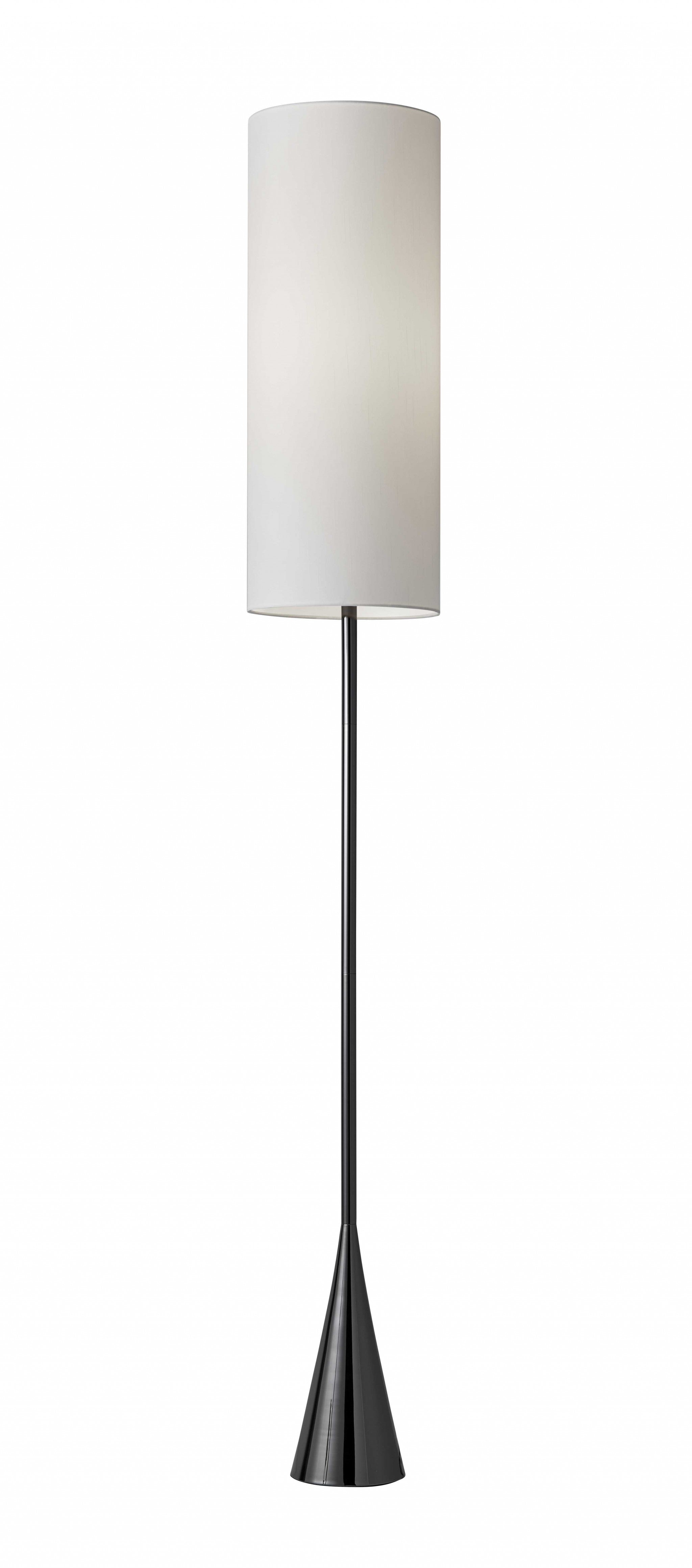 Dramatic Floor Lamp Bell Shaped Base in Black Nickel Finish Metal