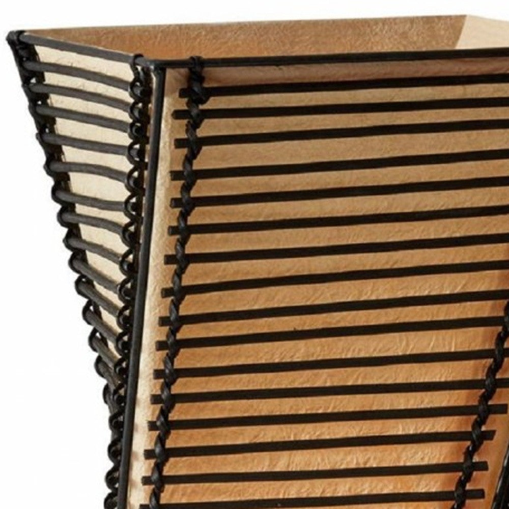 Twisted Black Cane Stick and Natural Paper Shade Table Lamp